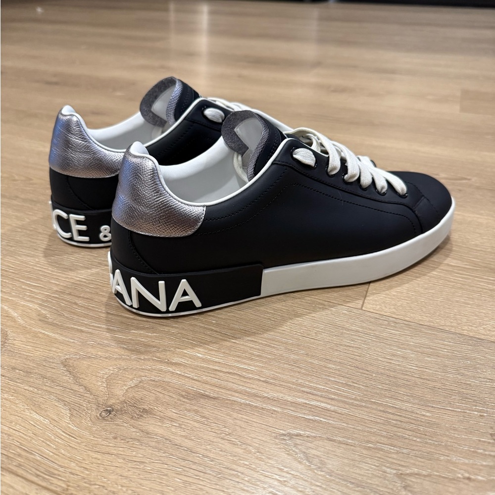 Dolce & Gabbana Portofino Sneakers Black Leather Size 9